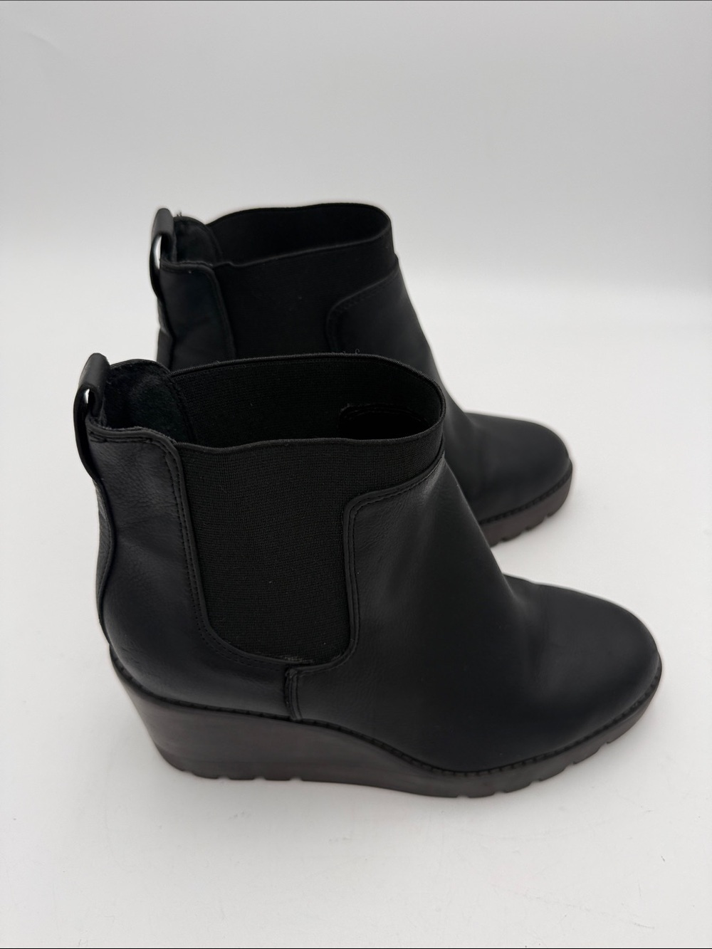 Crown Vintage Black Wedge Chelsea Ankle Boots women 7w casual office Y2K - Picture 3 of 14